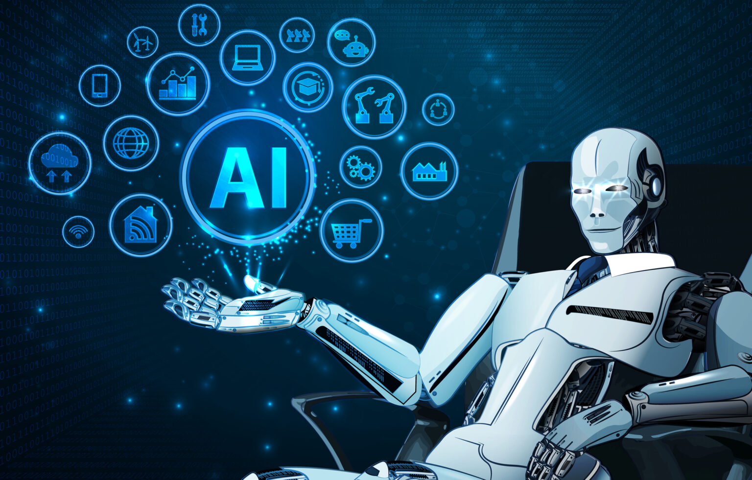 Android Robot and Artificial Intelligence Technology - decorative
